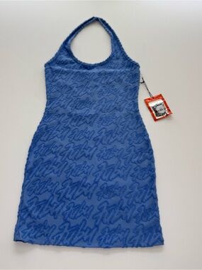 Forever 21 Blue Textured Halter Tank Dress